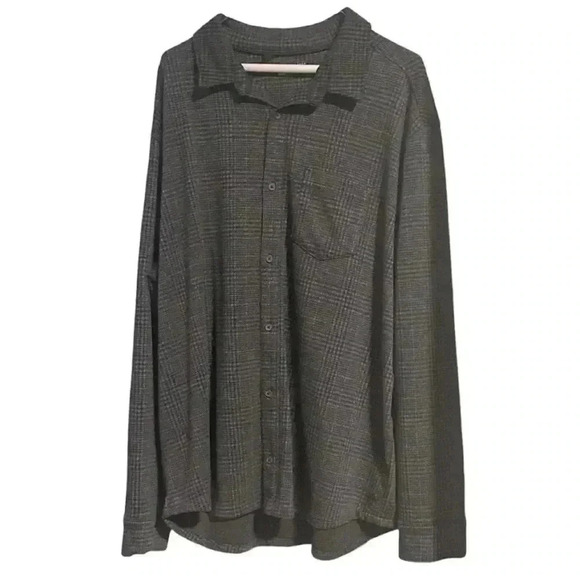 Dark Gray Button Down Thick Long Sleeve Top - Picture 1 of 11